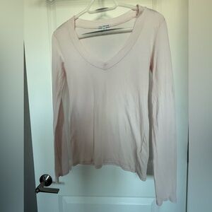James Perse  V-Neck Long Sleeve Top - Light Pink color